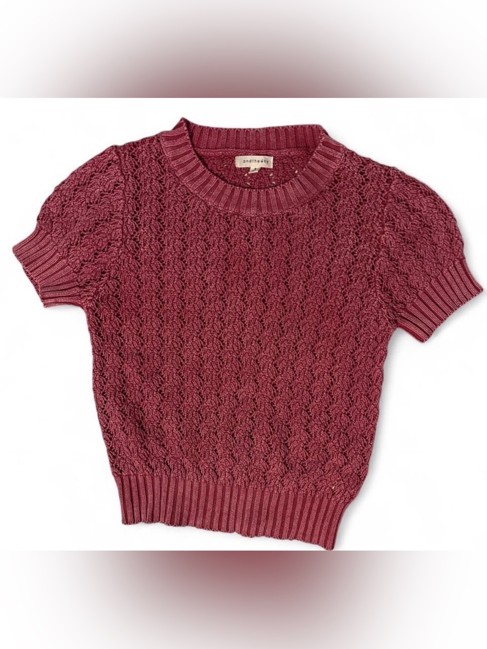 And Other Stories Short-Sleeve Cable Knit Sweater - Berry Pink